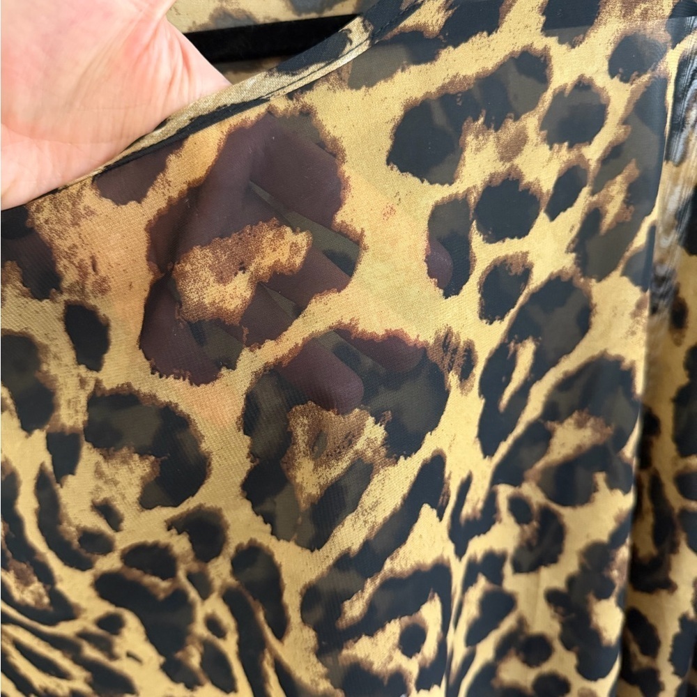 Leopard Women’s Semi Sheer Chiffon Blouse - Picture 2 of 2